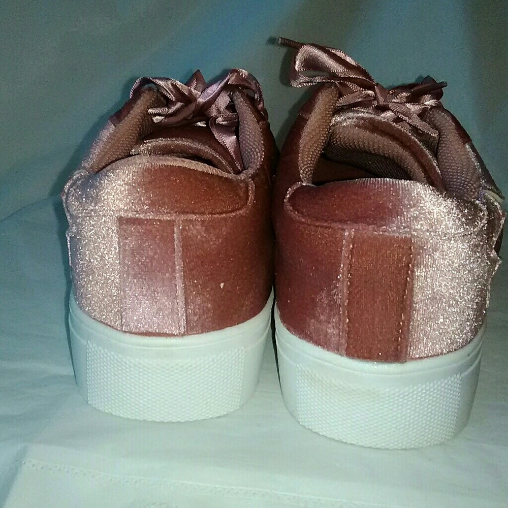 Helium Pink Velvet Laceup Sneakers - Picture 4 of 5